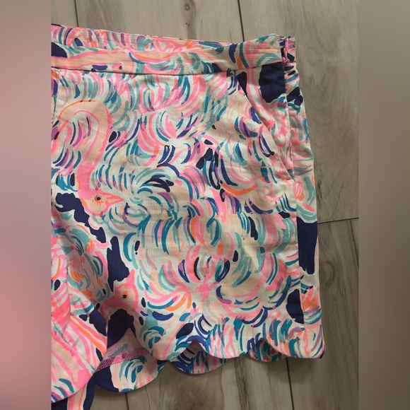 Lilly Pulitzer Pink and Blue Patterned Scalloped Hem Shorts - Picture 7 of 8
